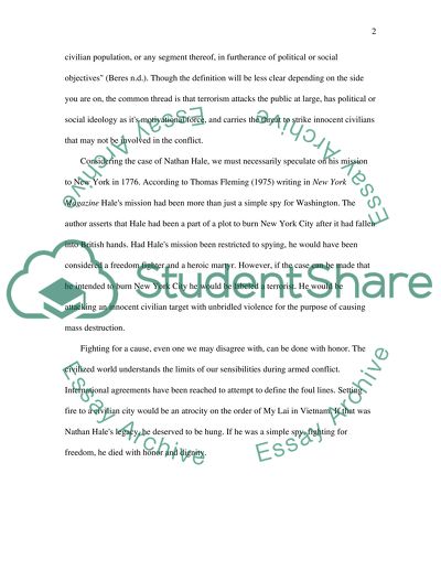 Terrorism: The Unsettled Legacy of Nathan Hale