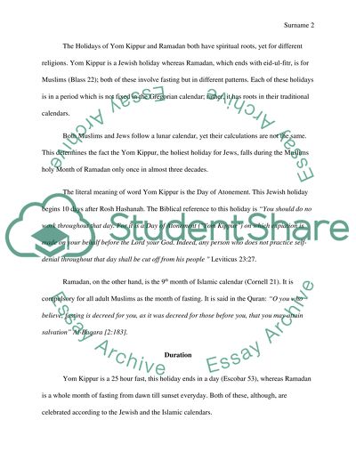 The Holiday Of Yom Kippur And Ramadan Essay Example Topics And The Holiday Of Yom Kippur And Ramadan