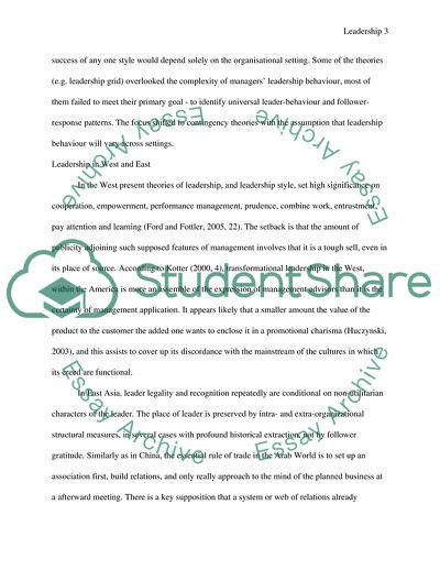 Difference in Leadership between the East and the West