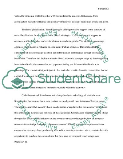 How Globalization and Liberal Economic Idea have Influenced Todays Monetary