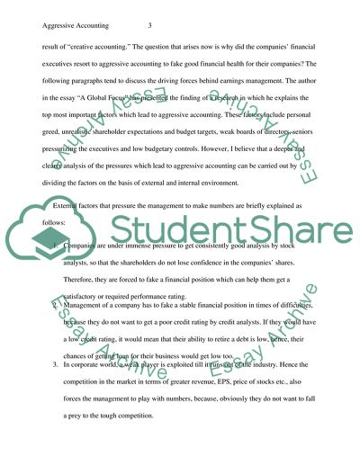 Aggressive Accounting Stakeholders