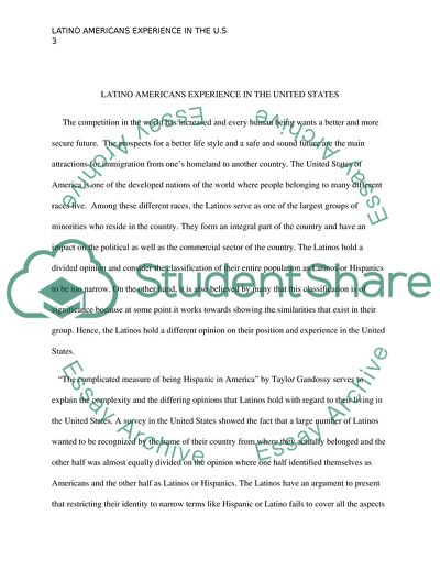 Latino Americans Experience in the USA