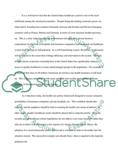 The Case for Health Care Reform