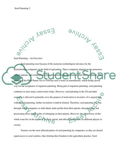 An Overview of Seed Patenting