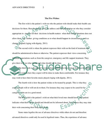 Advance Directives: the Five Wishes