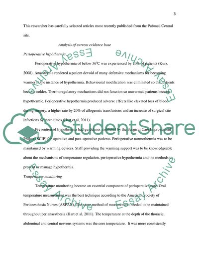 Patient care in inadvertent hypothermia