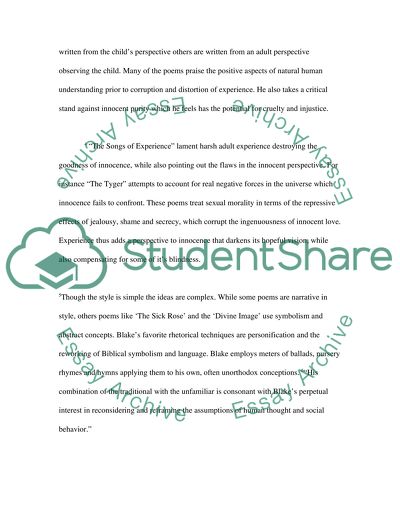 William Blakes Songs of Innocence and Experience