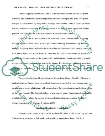 Ethical and Legal Considerations of Group Therapy