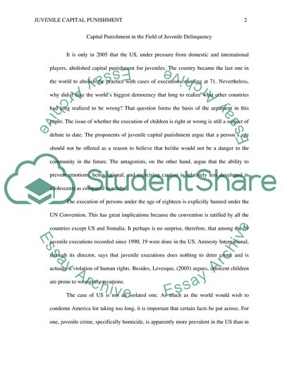 Capital Punishment in the Field of Juvenile Delinquency