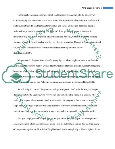 Amputation Mishap, Negligence Cited