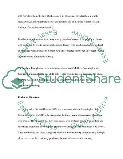 Communication Characteristics of Children from Single-Child Families