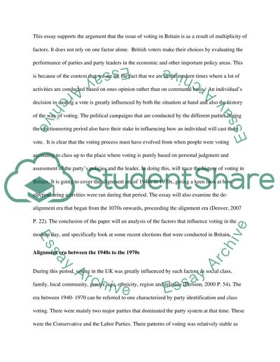 Voting in Britain Resulting in Multiplicity of Factors