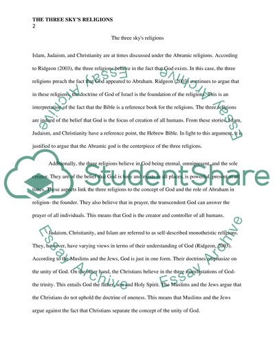 Compare and contrast the three skys religions