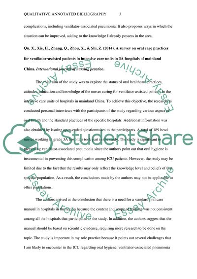 Qualitative Annotated Bibliography