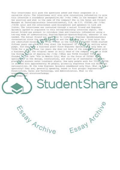 Interview about Developing Entrepreneurship