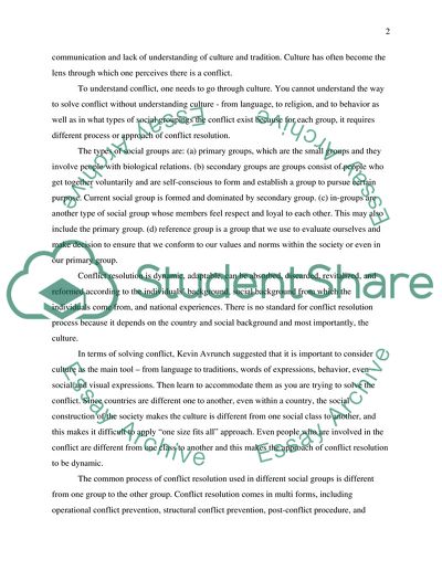 Culture and Conflict Resolution