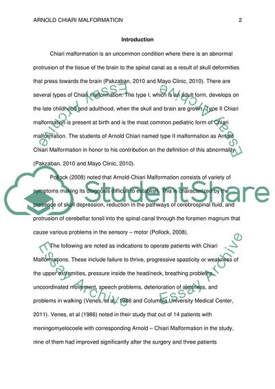 Suboccipital Craniotomy and C -1 Laminectomy for Arnold Chiari Malformation