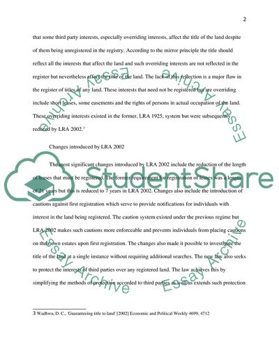 Role of Sound Register of Title of Any Estate