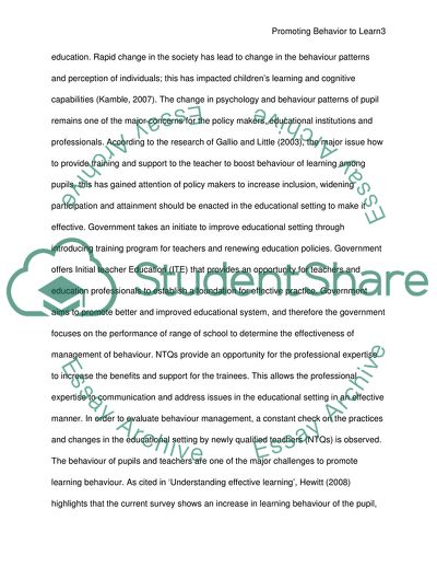 The Change in the Behavior of Pupils