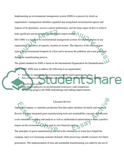 Environmental Management System: Alghazer Carpentry Company