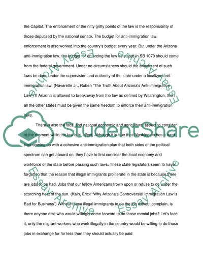 Reasons Why SB 1070 Should Be Opposed