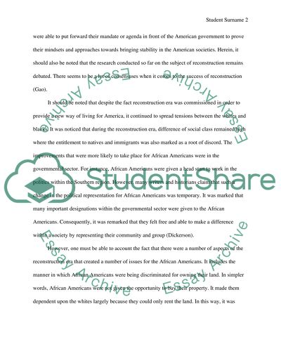 Impact of the Reconstruction Era on the Lives of African Americans