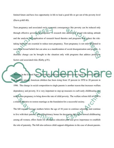 Increasing the Rate of Poverty in the United States by Teen Pregnancy: Using of Contraceptive