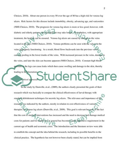 Larval therapy for venous leg ulcers