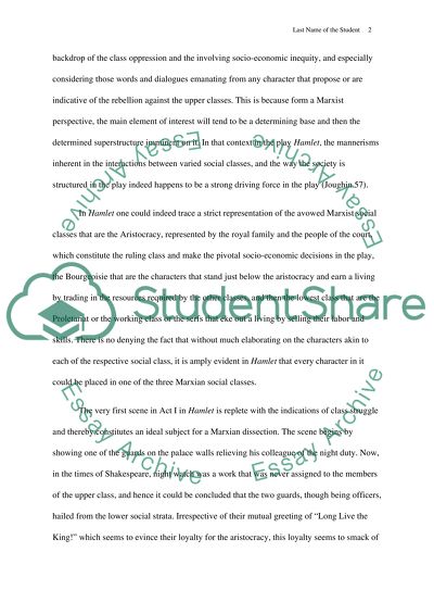 Shakespeares Hamlet: a Marxian Critique