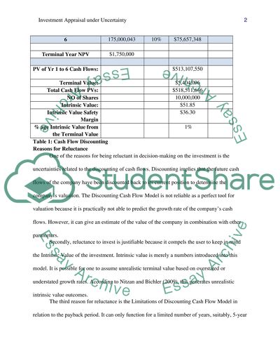 Investment appraisal under uncertainty