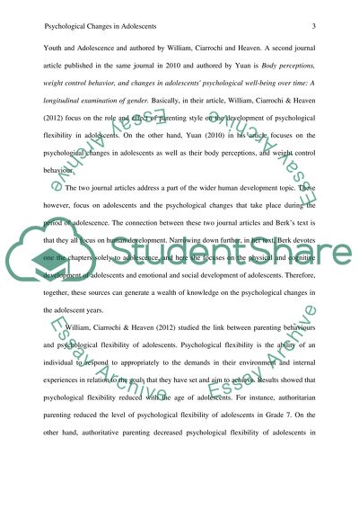 Psychological Changes in Adolescent Years