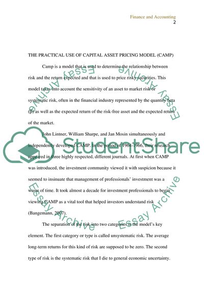 The Practical Use of Capital Asset Pricing Model