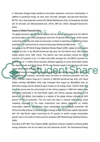 The Recent Global Financial Crisis on British Petroleum