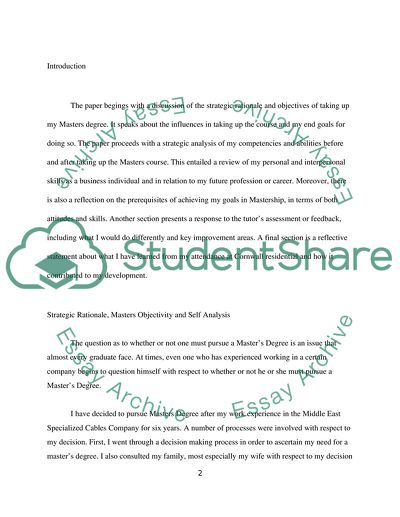 Personal Masters Learning and Development Portfolio