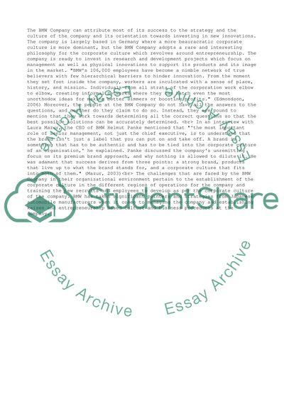 BMW Entrepreneurial Structure