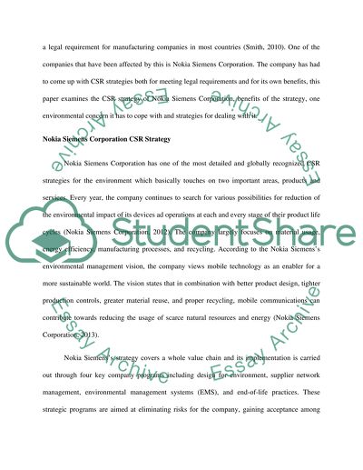 Environmental Minimization Strategies for Nokia Siemens Corporation
