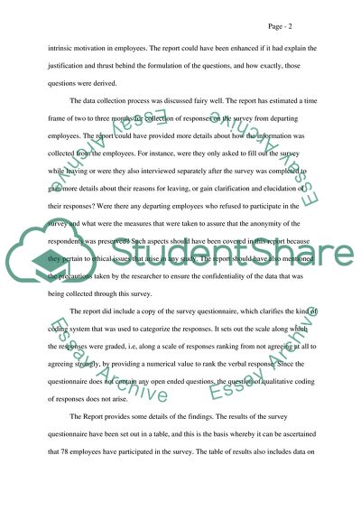 The Survey from Departing Employees