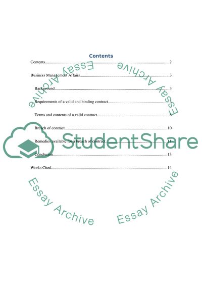 Requirement and Contents of a Contract