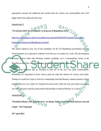 Journal Entries on 2012 US Election