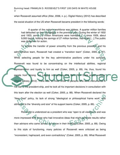 Franklin D. Roosevelts First 100 Days in The White House