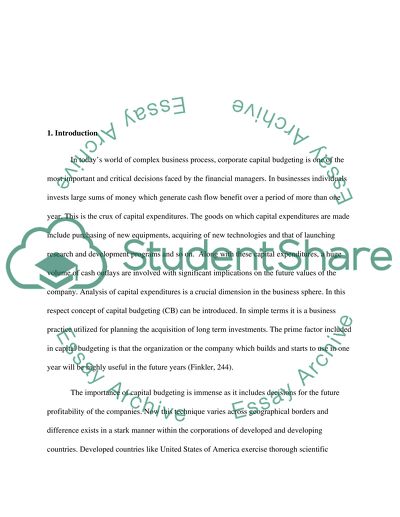 Capital budgeting practices in different countriesindustrial corporations
