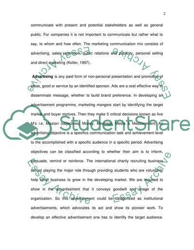 Advertisement and marketing communication