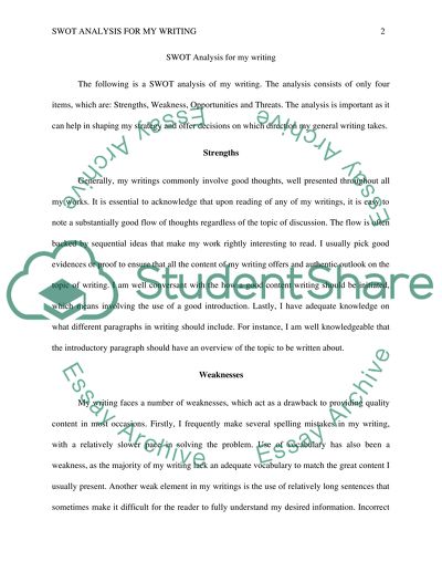 Swot Analysis for my writing