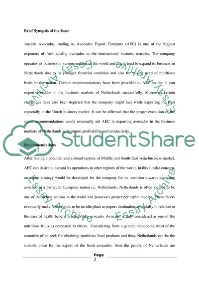 Export Strategy for an Organisation