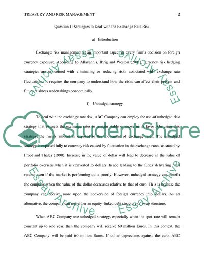 Treasury and Risk Management