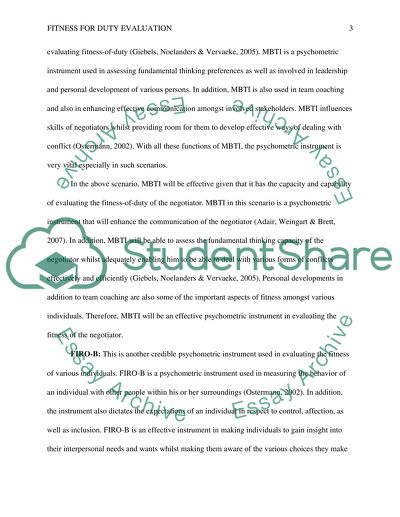 Fitness for Duty Evaluation