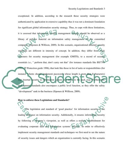 Security Legislations and Standards