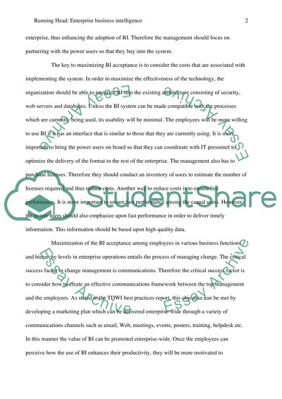 Enterprise Business Intelligence and analysis