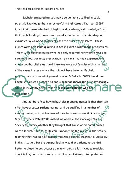 The Need for Bachelor Prepared Nurses