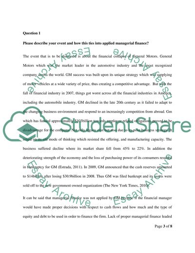 Real World Event Case Study: The Financial Collapse of General Motors